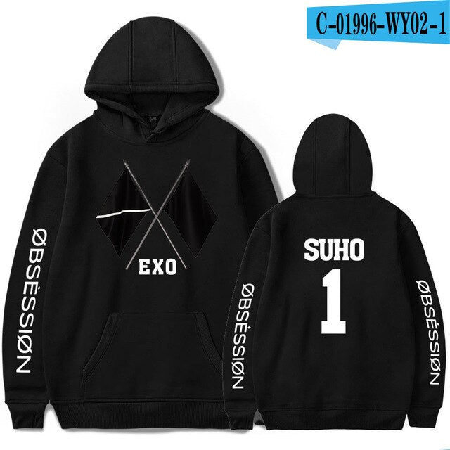 KPOP EXO NEW Logo Hoodie for Women Printed Korean Clothes Album OBSESSION Hoodie Sweatshirt Funny Unisex Tracksuit