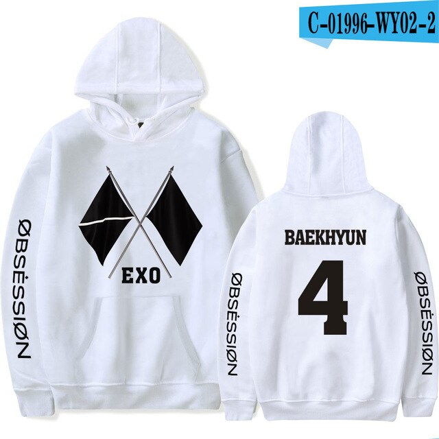 KPOP EXO NEW Logo Hoodie for Women Printed Korean Clothes Album OBSESSION Hoodie Sweatshirt Funny Unisex Tracksuit