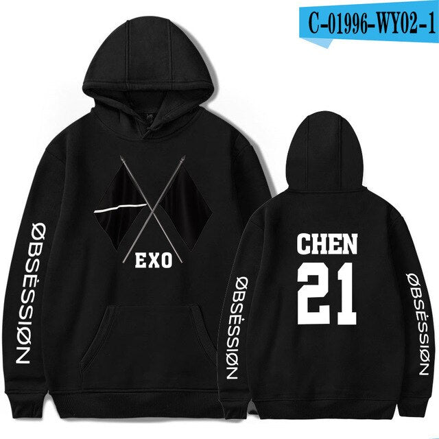 KPOP EXO NEW Logo Hoodie for Women Printed Korean Clothes Album OBSESSION Hoodie Sweatshirt Funny Unisex Tracksuit