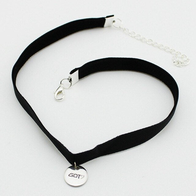 Korean POP Group GOT7 Logo Leather Titanium Steel Pendant Choker Necklace Women Men Jewelry Collares