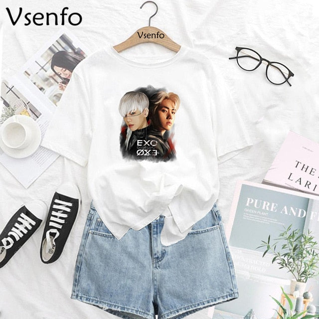 Korean Style Kpop Exo T Shirt Women Men Short Sleeve
