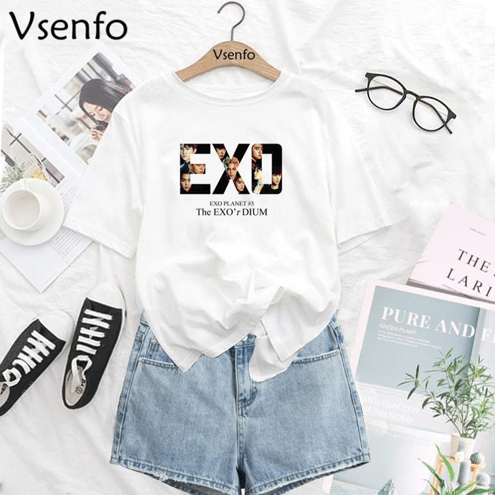 Korean Style Kpop Exo T Shirt Women Men Short Sleeve