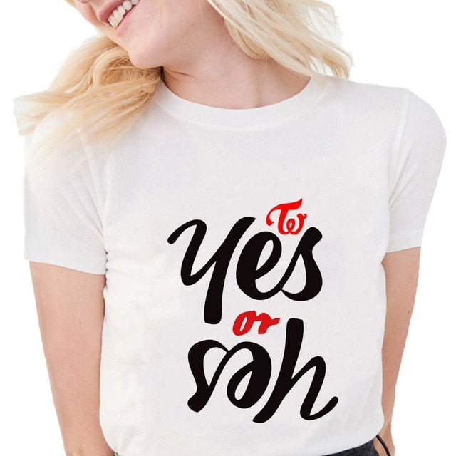 Korean Twice  Graphic  Print Female T-shirt