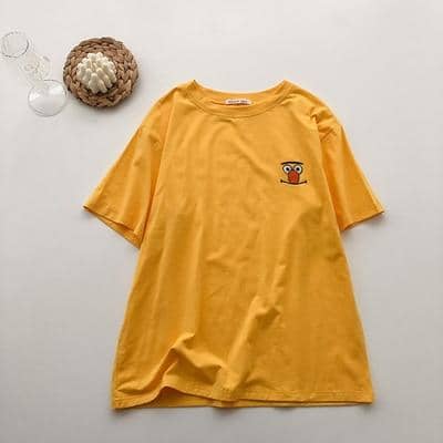 Kpopshop Originals - Korean Embroidery Loose All-match Simple T-shirts Women Candy colors - Kpopshop