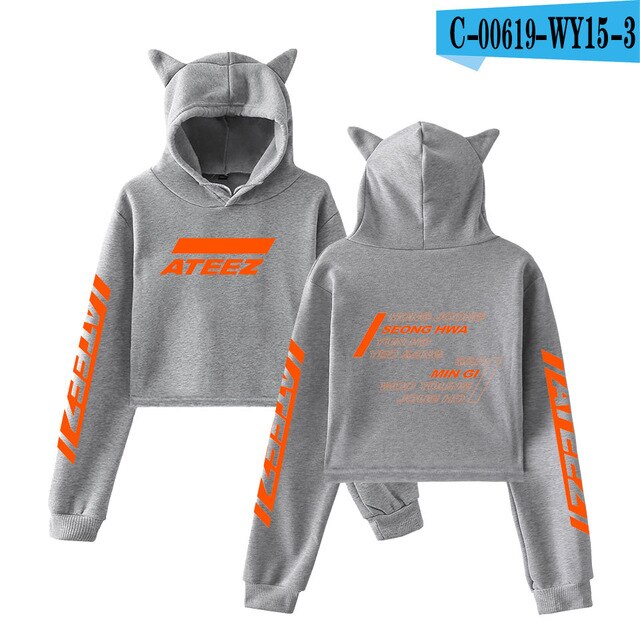 Kpop ATEEZ Cat Crop TopSweaSexy  Hongjoong Seonghwa Yunho Yeosang San Mingi Wooyoung Jongho - Kpopshop