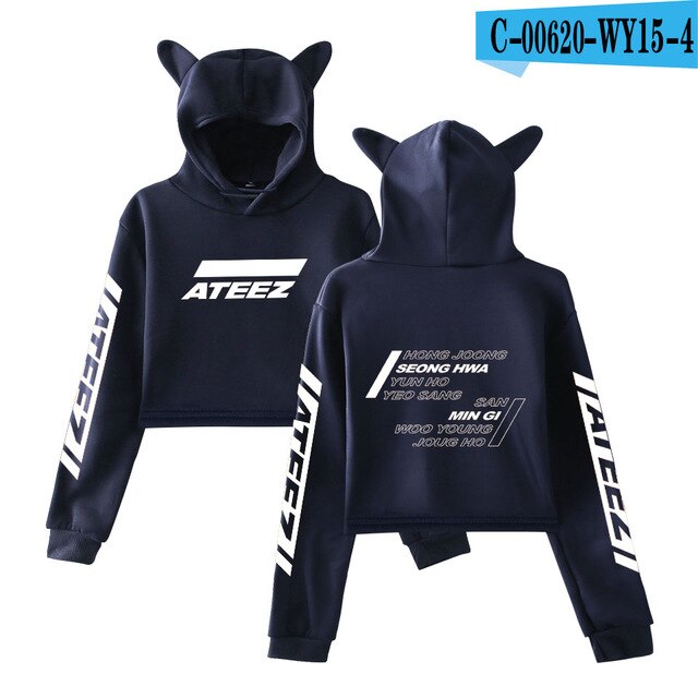Kpop ATEEZ Cat Crop TopSweaSexy  Hongjoong Seonghwa Yunho Yeosang San Mingi Wooyoung Jongho - Kpopshop