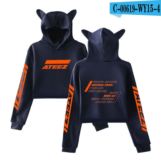 Kpop ATEEZ Cat Crop TopSweaSexy  Hongjoong Seonghwa Yunho Yeosang San Mingi Wooyoung Jongho - Kpopshop
