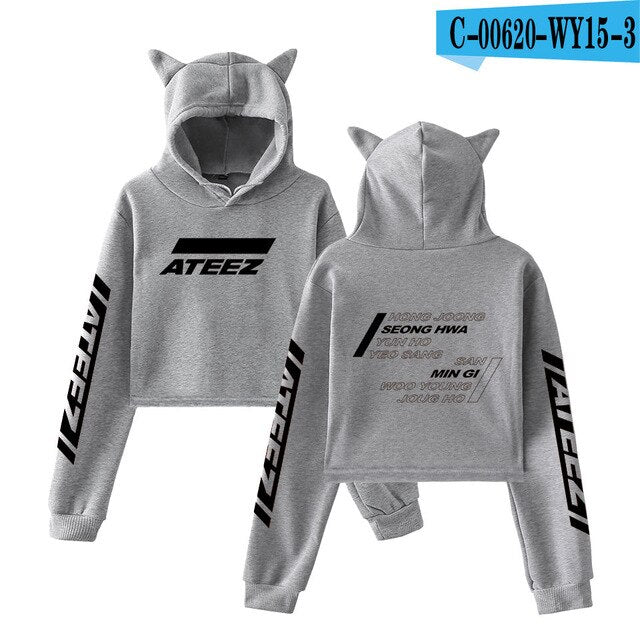 Kpop ATEEZ Cat Crop TopSweaSexy  Hongjoong Seonghwa Yunho Yeosang San Mingi Wooyoung Jongho - Kpopshop