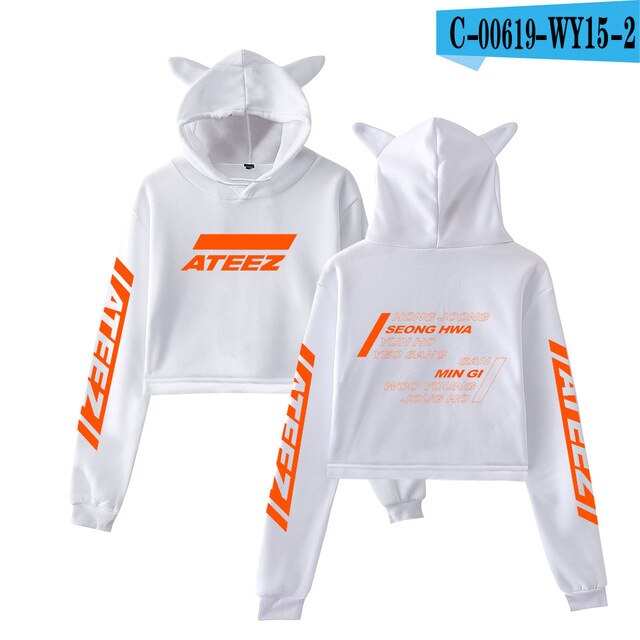 Kpop ATEEZ Cat Crop TopSweaSexy  Hongjoong Seonghwa Yunho Yeosang San Mingi Wooyoung Jongho - Kpopshop