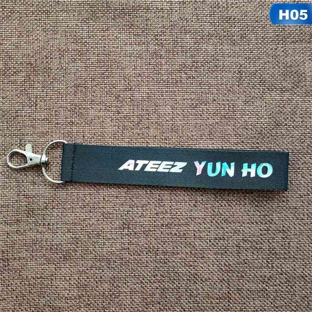 Kpop ATEEZ Member Laser Lanyard Keychain Mobile Phone Hang Rope Key Chains Keyring Kpop ATEEZ Pendant High Quality New Arrivals