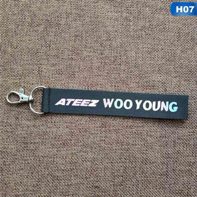 Kpop ATEEZ Member Laser Lanyard Keychain Mobile Phone Hang Rope Key Chains Keyring Kpop ATEEZ Pendant High Quality New Arrivals