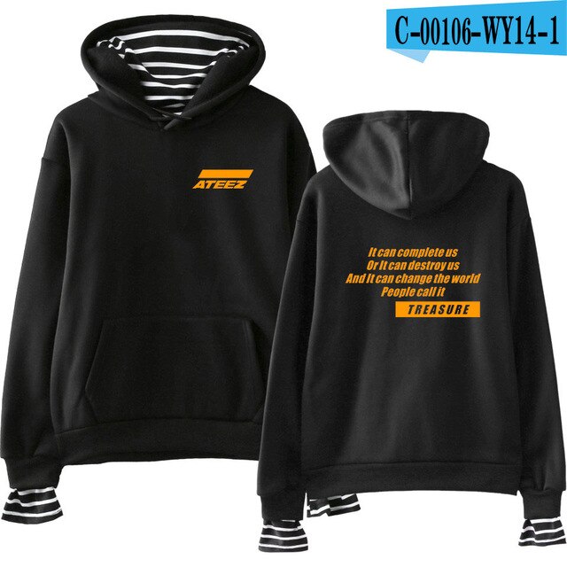 Kpop ATEEZ Fake Two Pieces Women Sweatshirt tshirts Hongjoong Seonghwa Yunho Yeosang San Mingi Wooyoung Jongho - Kpopshop
