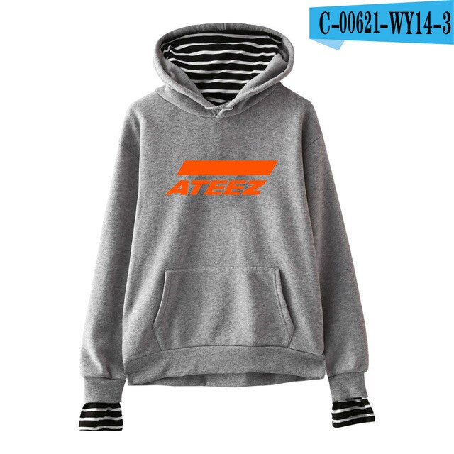 Kpop ATEEZ Fake Two Pieces Women Sweatshirt tshirts Hongjoong Seonghwa Yunho Yeosang San Mingi Wooyoung Jongho - Kpopshop