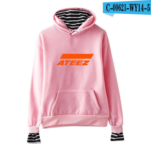 Kpop ATEEZ Fake Two Pieces Women Sweatshirt tshirts Hongjoong Seonghwa Yunho Yeosang San Mingi Wooyoung Jongho - Kpopshop