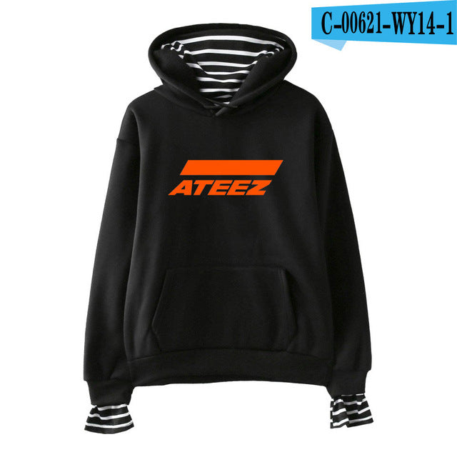 Kpop ATEEZ Fake Two Pieces Women Sweatshirt tshirts Hongjoong Seonghwa Yunho Yeosang San Mingi Wooyoung Jongho - Kpopshop