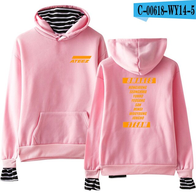Kpop ATEEZ Fake Two Pieces Women Sweatshirt tshirts Hongjoong Seonghwa Yunho Yeosang San Mingi Wooyoung Jongho - Kpopshop