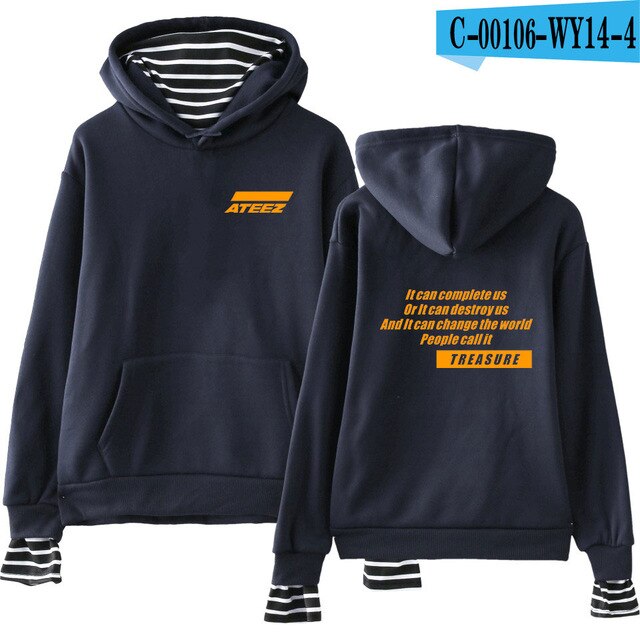 Kpop ATEEZ Fake Two Pieces Women Sweatshirt tshirts Hongjoong Seonghwa Yunho Yeosang San Mingi Wooyoung Jongho - Kpopshop