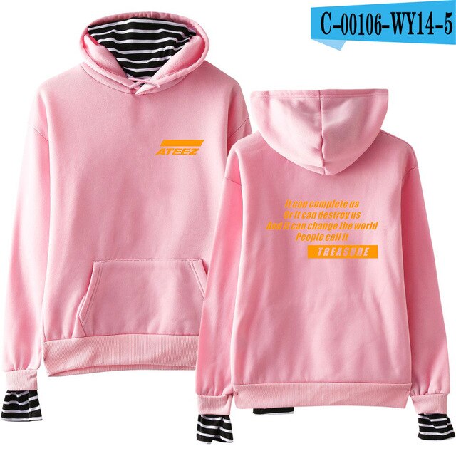 Kpop ATEEZ Fake Two Pieces Women Sweatshirt tshirts Hongjoong Seonghwa Yunho Yeosang San Mingi Wooyoung Jongho - Kpopshop