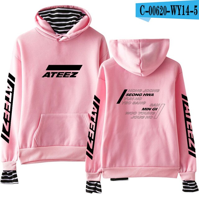 Kpop ATEEZ Fake Two Pieces Women Sweatshirt tshirts Hongjoong Seonghwa Yunho Yeosang San Mingi Wooyoung Jongho - Kpopshop