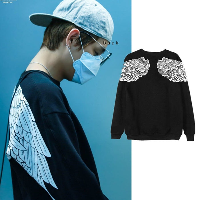 Kpop EXO GOT7 Jin Suga Clothes White Wings Sweatshirts Women Spring and Autumn K-pop Tops Hoodie Coat Korean Streetwear