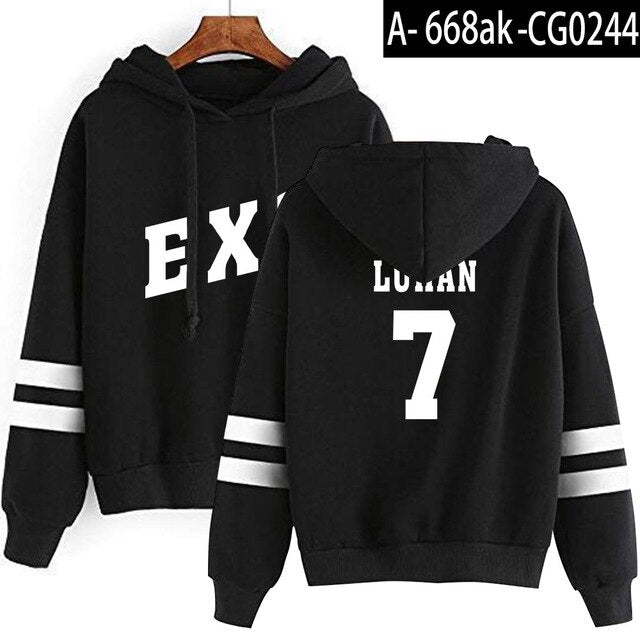 Kpop EXO Sweatshirt Women Chanyeol Casual Tracksuit Loose Hoodie Sweatshirt Korean Style Loose Sweatshirts Soft Simple