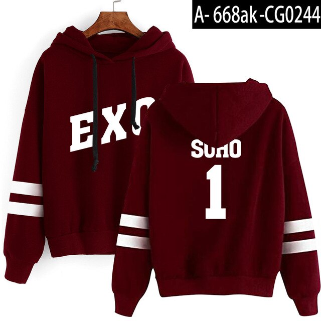 Kpop EXO Sweatshirt Women Chanyeol Casual Tracksuit Loose Hoodie Sweatshirt Korean Style Loose Sweatshirts Soft Simple
