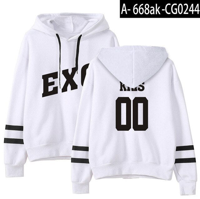 Kpop EXO Sweatshirt Women Chanyeol Casual Tracksuit Loose Hoodie Sweatshirt Korean Style Loose Sweatshirts Soft Simple
