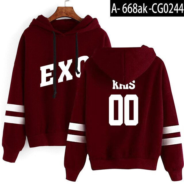 Kpop EXO Sweatshirt Women Chanyeol Casual Tracksuit Loose Hoodie Sweatshirt Korean Style Loose Sweatshirts Soft Simple