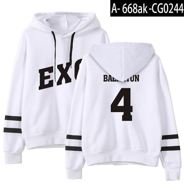 Kpop EXO Sweatshirt Women Chanyeol Casual Tracksuit Loose Hoodie Sweatshirt Korean Style Loose Sweatshirts Soft Simple