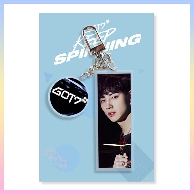Kpop GOT7 Mark Jackson YoungJae BamBam YuGyeom JinYoung JB Acrylic PVC Rectangular Keychain Star Same Paragraph Surrounding