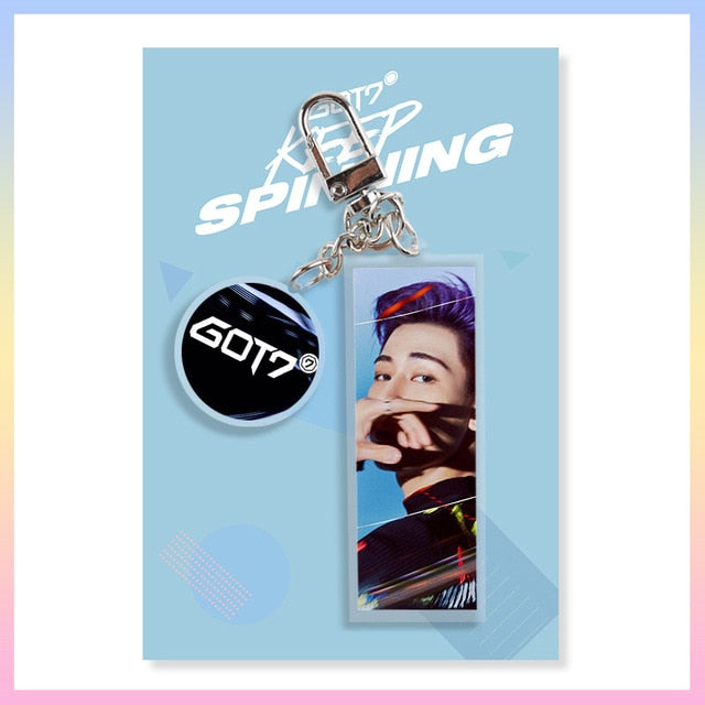 Kpop GOT7 Mark Jackson YoungJae BamBam YuGyeom JinYoung JB Acrylic PVC Rectangular Keychain Star Same Paragraph Surrounding