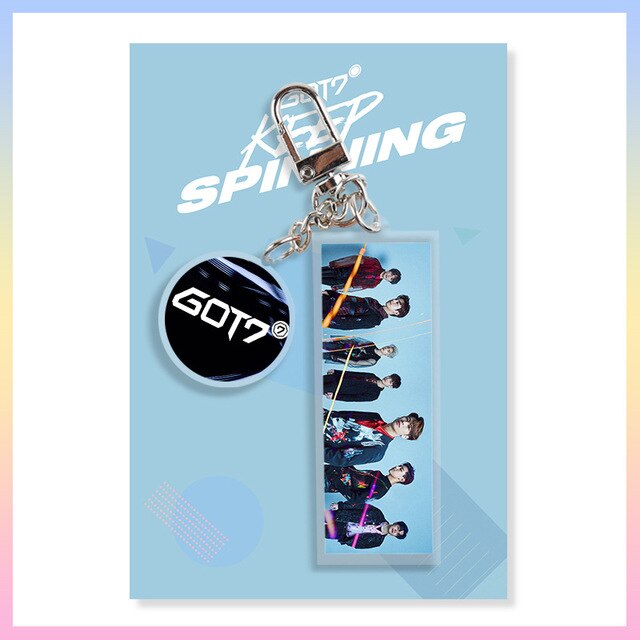 Kpop GOT7 Mark Jackson YoungJae BamBam YuGyeom JinYoung JB Acrylic PVC Rectangular Keychain Star Same Paragraph Surrounding
