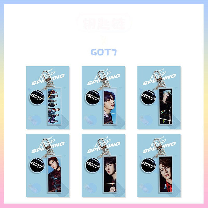Kpop GOT7 Mark Jackson YoungJae BamBam YuGyeom JinYoung JB Acrylic PVC Rectangular Keychain Star Same Paragraph Surrounding