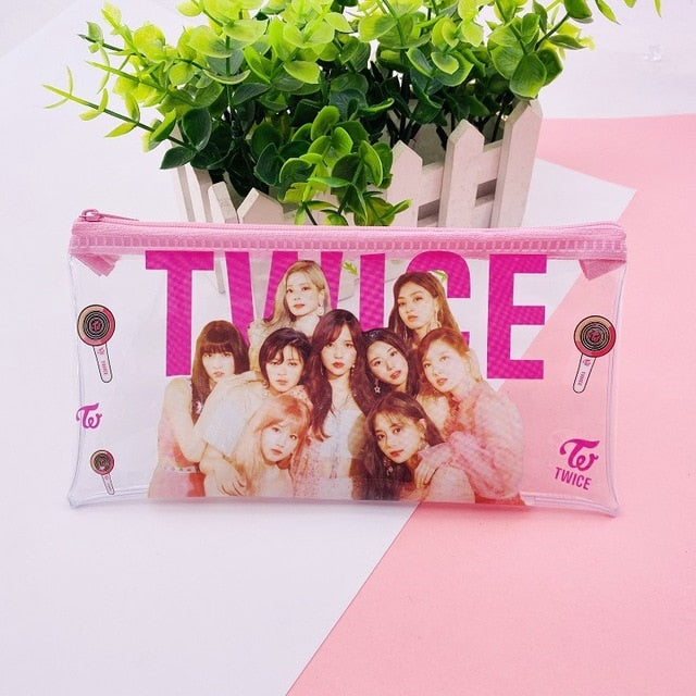 Kpop GOT7 pencil case Creative korean group GOT7 Bangtan boys TWICE Transparent Pencli bag for fans student Kpop school