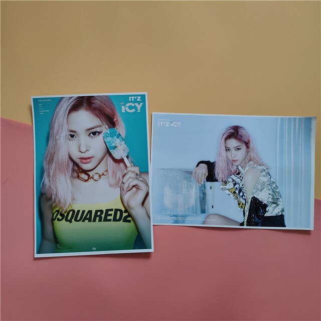 Kpop ITZY New Album ICY Clear HD Printing Wall Photo Poster Stickers Yeji Lia Ryujin Yuna Self-adhesive Pictorial Fans Gifts