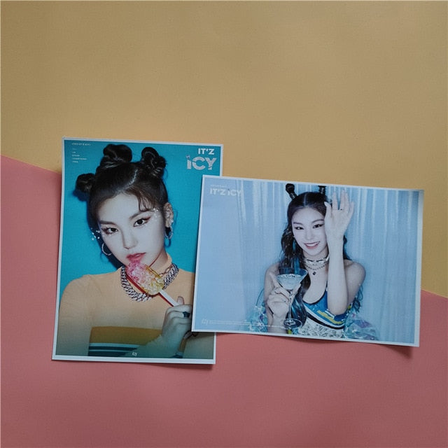 Kpop ITZY New Album ICY Clear HD Printing Wall Photo Poster Stickers Yeji Lia Ryujin Yuna Self-adhesive Pictorial Fans Gifts