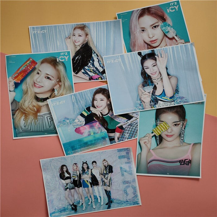 Kpop ITZY New Album ICY Clear HD Printing Wall Photo Poster Stickers Yeji Lia Ryujin Yuna Self-adhesive Pictorial Fans Gifts