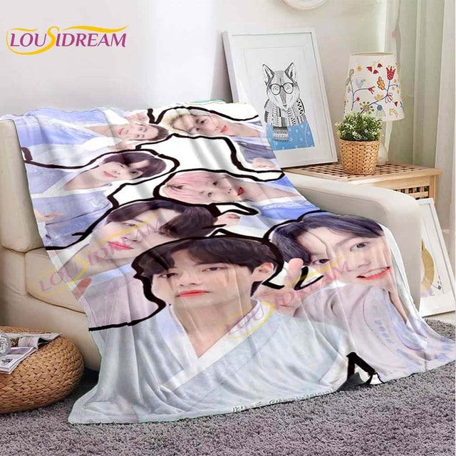 Kpop Bangtan Boys Stray Kids Blanket IDOL Fanart Blanket for Home Sofa Picnic Travel