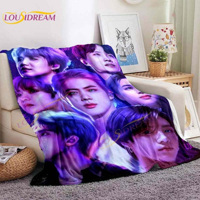 Kpop Bangtan Boys Stray Kids Blanket IDOL Fanart Blanket for Home Sofa Picnic Travel