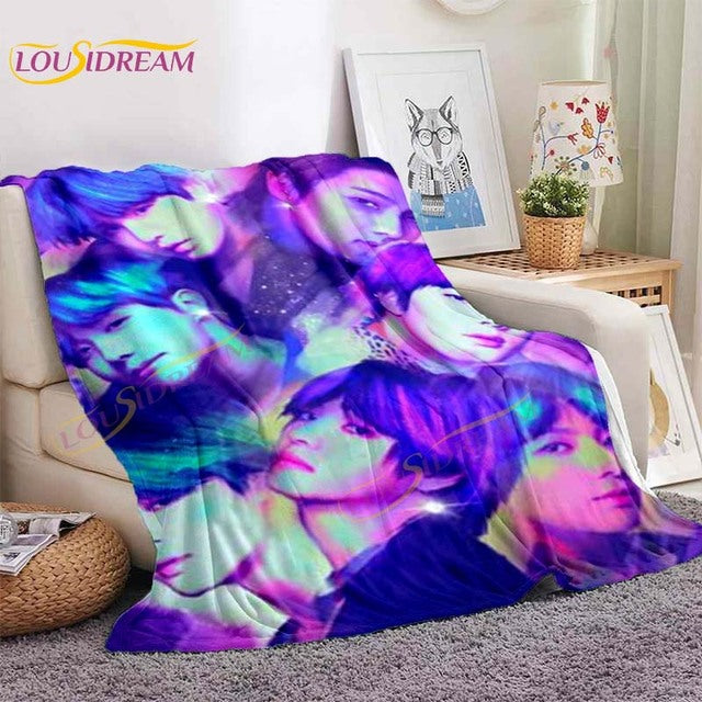 Kpop Bangtan Boys Stray Kids Blanket IDOL Fanart Blanket for Home Sofa Picnic Travel
