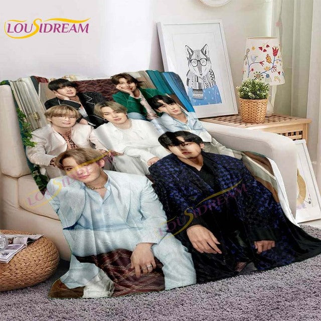 Kpop Bangtan Boys Stray Kids Blanket IDOL Fanart Blanket for Home Sofa Picnic Travel
