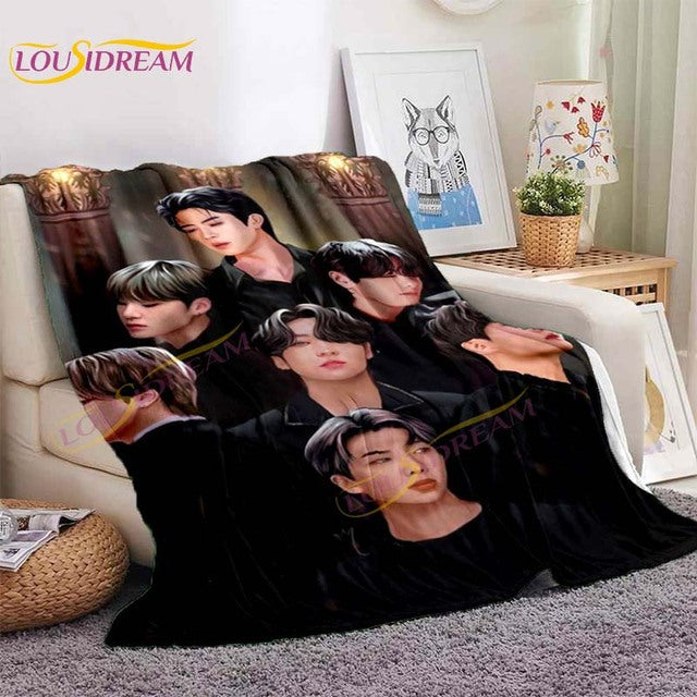 Kpop Bangtan Boys Stray Kids Blanket IDOL Fanart Blanket for Home Sofa Picnic Travel