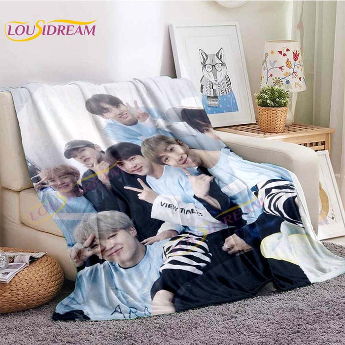 Kpop Bangtan Boys Stray Kids Blanket IDOL Fanart Blanket for Home Sofa Picnic Travel
