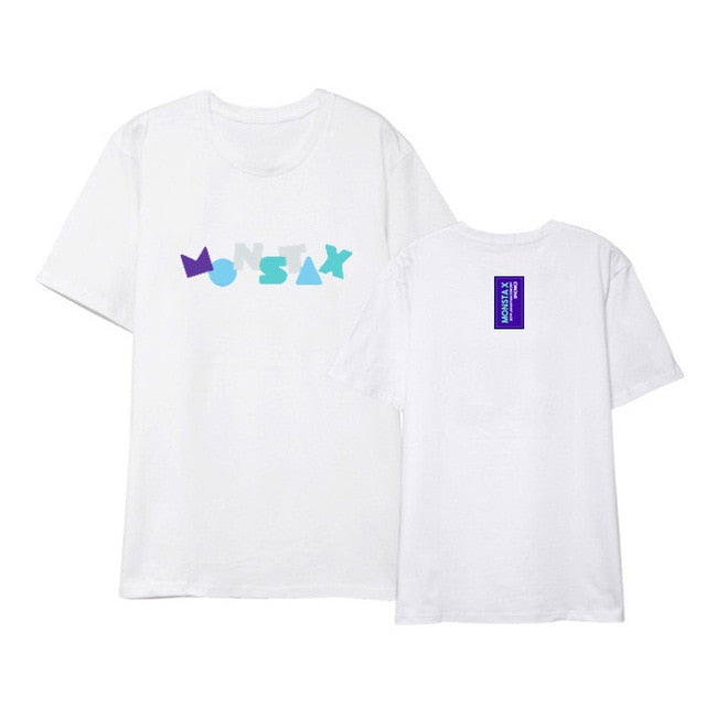 MONSTA X JAPAN FAN CONCERT Album Shirts Hip Hop Casual Loose Clothes T-shirt T Shirt Short Sleeve Tops T-shirt