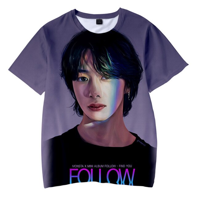 MONSTA X T-shirt O-Neck Men's Tshirt Women Summer Short Sleeve T-shirt Casual Streetshirt 2021 New Mini Album FANTASIA X