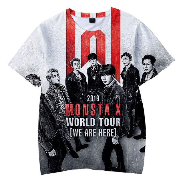 MONSTA X T-shirt O-Neck Men's Tshirt Women Summer Short Sleeve T-shirt Casual Streetshirt 2021 New Mini Album FANTASIA X