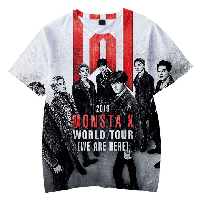 MONSTA X T-shirt O-Neck Men's Tshirt Women Summer Short Sleeve T-shirt Casual Streetshirt 2021 New Mini Album FANTASIA X