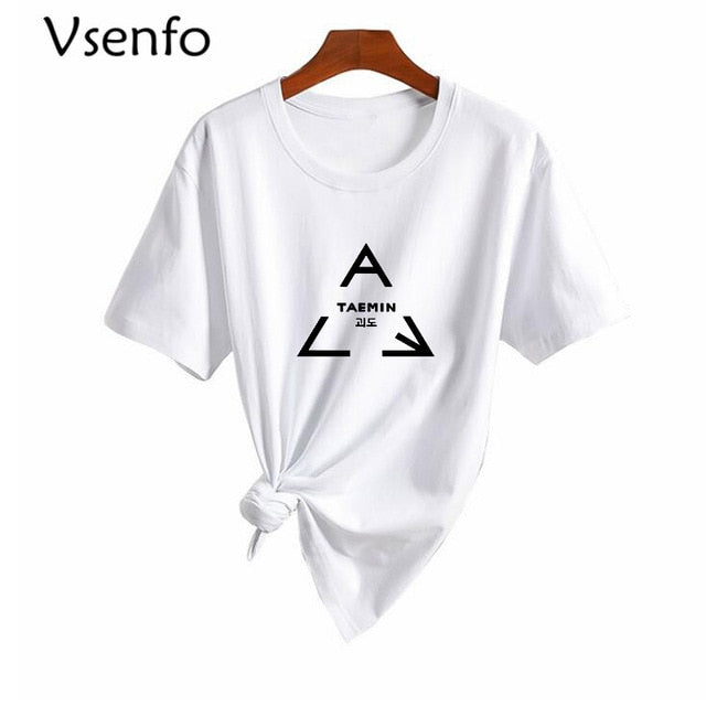 Kpop Merchandise Shinee Taemin Kpop Shot Sleeve O Neck T Shirt Unisex K-pop Cotton Casual Steetwear Tshirt
