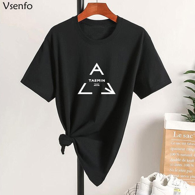 Kpop Merchandise Shinee Taemin Kpop Shot Sleeve O Neck T Shirt Unisex K-pop Cotton Casual Steetwear Tshirt