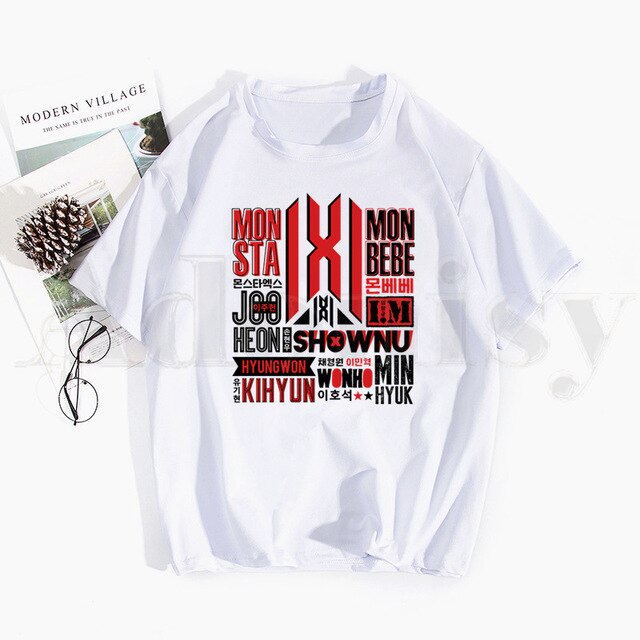 Monsta X K-pop Print T Shirts Spring Tops Tees Men Women Short Sleeve Casual T Shirt Streetwear Funny